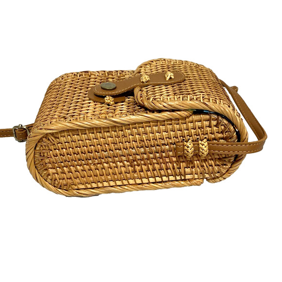 Woven Wicker Basket Purse Straw Crossbody Shoulderbag Casual Cottage Core Bag - Picture 9 of 10